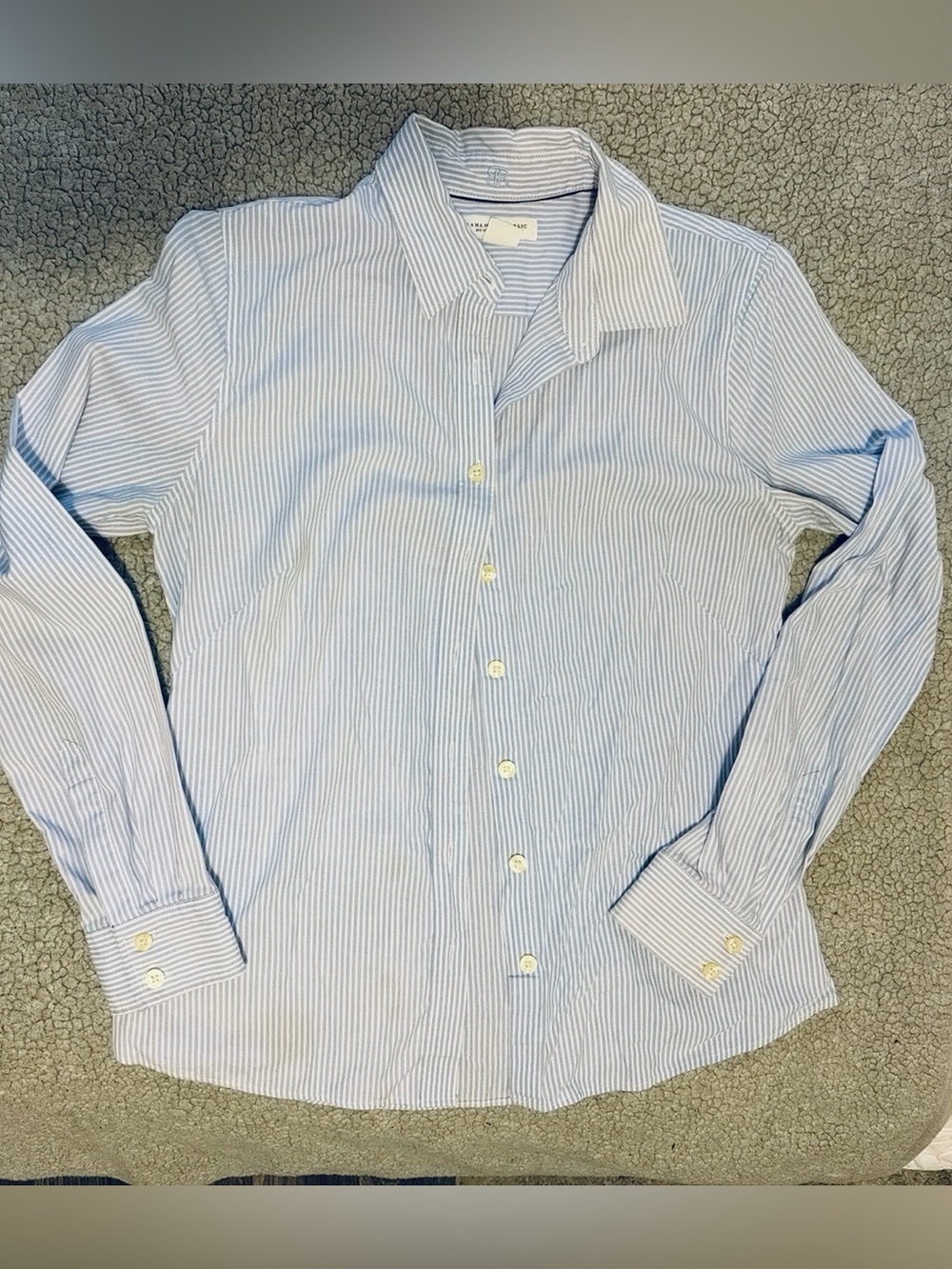 Banana Republic Non-Iron Fitted Light Blue and White Striped Dress Shirt